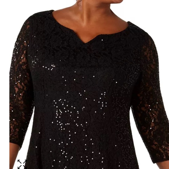 SLNY Womens Sequined Lace Cocktail Dress - Picture 4 of 8